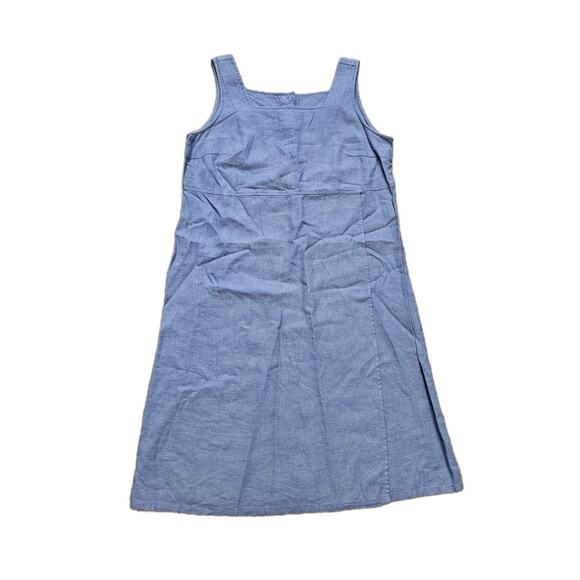 Vtg Linen Blend Jumper Dress Womens M Periwinkle Blue Modest Cottage Square Neck - Picture 1 of 7